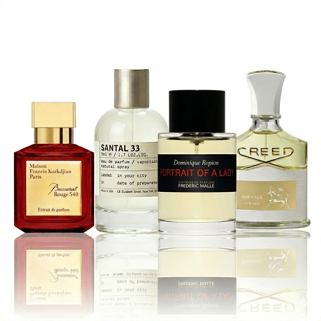 4 db-os parfümszett | Baccarat Rouge 540, Santal 33, Portrait of a Lady, Aventus for Her