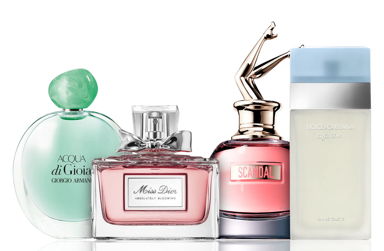 4 db-os parfümszett | Acqua di Gioia, Light Blue, Scandal, Miss Dior 100 ml
